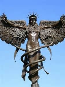 12h - flying goddess & alien giant Inanna / Columbia / Liberty