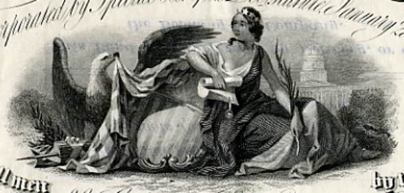 16b - goddess Columbia & the "Great. Republic" Gold & Silver Mining Company of Virginia, treasure of the gods