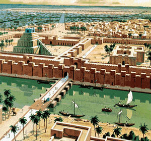 2c - Lagash, largest city of its day, Ninurta's brick-built city re-creation, Ninurta's temple - ziggurat - residence was also mud brick-built by millions of them