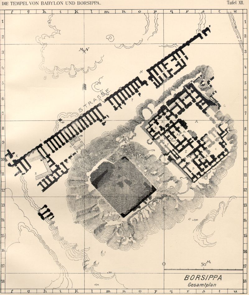 4 - areal map of ancient Borsippa, city of alien giant god Nabu in Sumer, one of the 1st cities on Earth established by giant alien gods; each royal descendant of King Anu usually had one or more temple - residencesalien giants had their own ziggurats - residences called temples,  houses of the gods on Earth Colony