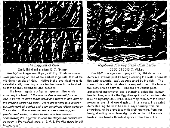 4b - ziggurat of Kish & sea journey at night; Ninhursag's house / brick-built ziggurat in Kish, 1st city on Earth to have a king post Great Flood; home of the "creator goddess" & the "birth mother", the woman who helped create "modern man", the workers for the gods