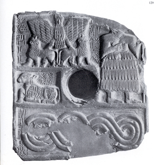6 - Lagash votive offering to Ninurta, Lagash artifact depicting the Anzud Bird, a symbol of alien god Ninurta's power, & giant Nephilim  semi-divine mixed-breed King Ur-Nina