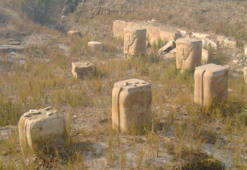 100 - Tconstruction blocks with Hathor image from her temple residence in Egypt