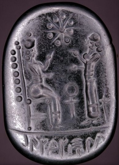 2l - Bau & half brother Enlil, the Earth Colony Commander, Enlil points at Bau while Bau points to the sky