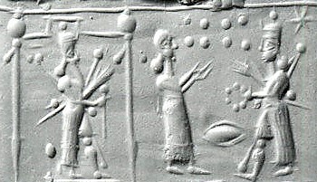 3f - Ninurta, worried Ninhursag, & Inanna; a representation of 3 different generations of gods living on Earth