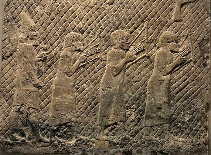 20f - captive Hebrews harpsmen playing for Sennacherib