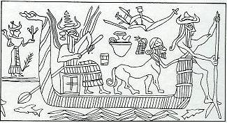 8 - Ninlil on shore, Enlil, & Nusku