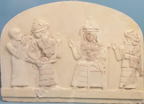 5 - king of old, Ningishzidda, Inanna seated, & spouse Dumuzi The Shepherd