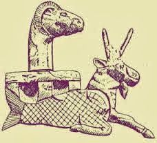 3k - turtle head atop ziggurat residence & goatfish symbols of Enki