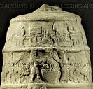 37 - top panel_ Nabu's Tablet & animal, Marduk's Spade-Rocket & animal, Ninhursag's Umbilical Chord Cutter, & at bottom Ningishzidda's Snake symbols on a Babylonian kudurru stone