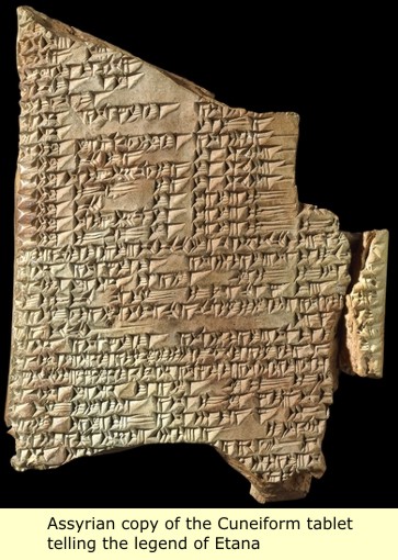 1 - Ancient Assyrian Copy of the Legend of Etana Tablet; an accounting of an early Nephilim giant semi-divine king being permitted to lift off the Earth for the gods' home planet Nibiru