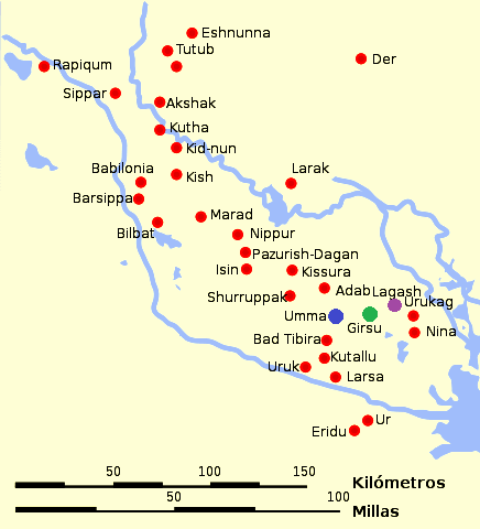1 - cities in Sumer, Uruk is 4th city-state going up the Euphrates River from the Persian Gulf