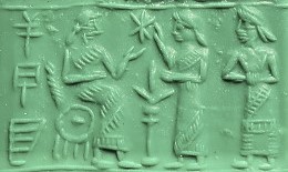 10 - goddess Ningal, Inanna, & Ninshubur; in this artifact Ningal's throne looks like a wheel chair 