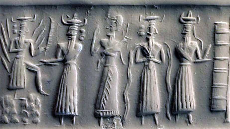 5c - Utu atop mountains, Marduk, mixed-breed king, Enki, & Nabu, a skilled scribe